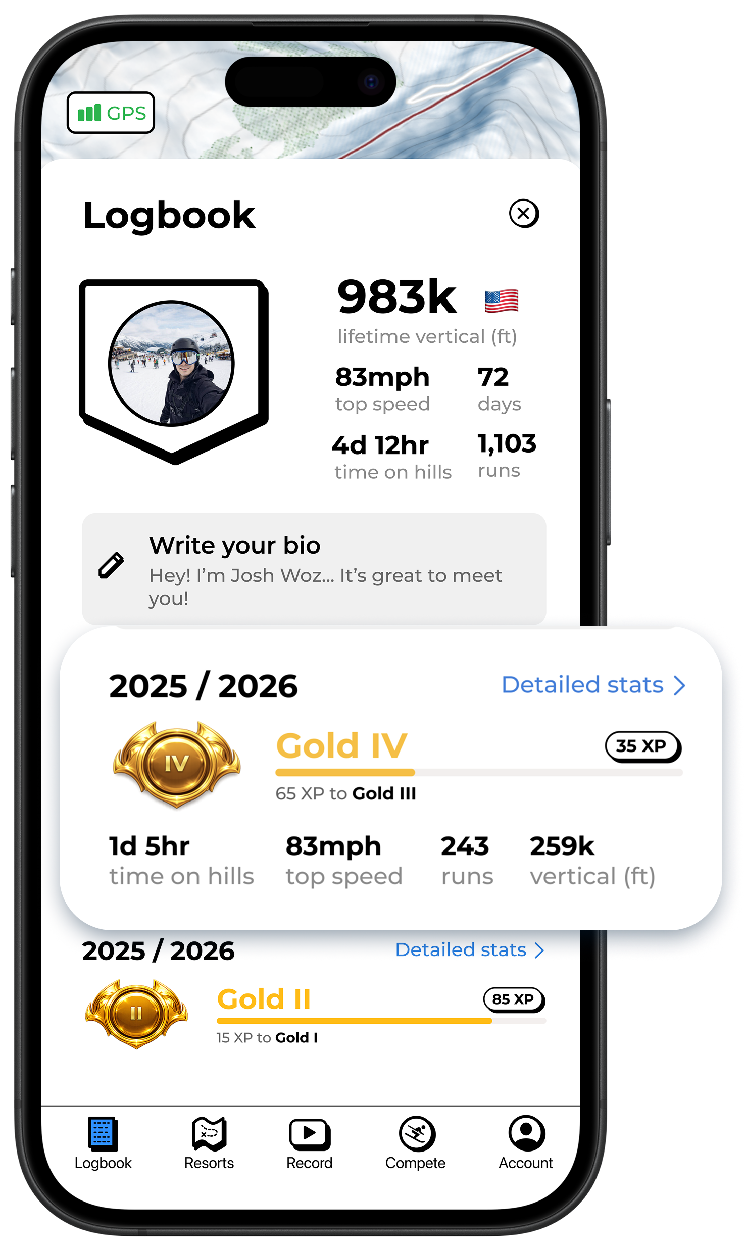 Steezy logbook showing rank progression